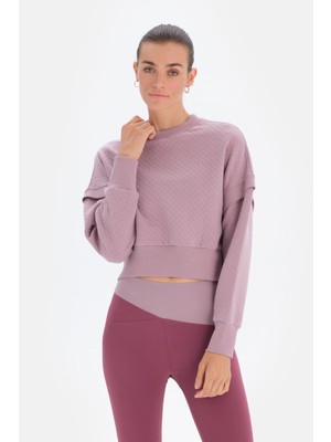 Vionna Dagi Kadın Kadın Kapıtone Crop Sweatshirt, Pamuklu, Örme, Lila, S, 353