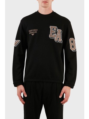 Vionna Emporio Armani Erkek Regular Fit Sweatshirt, Bisiklet Yaka, Siyah, M Beden