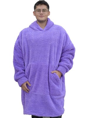 Vionna Özgüner Oyuncak Pabtex,wellsoft,giyilebilir Battaniye,kapüşonlu Sweetshirt,battaniye,kollu Battaniye,polar Giyilebilir,oversize,sarılma Battaniyesi (Standart, Lila, Oversize)