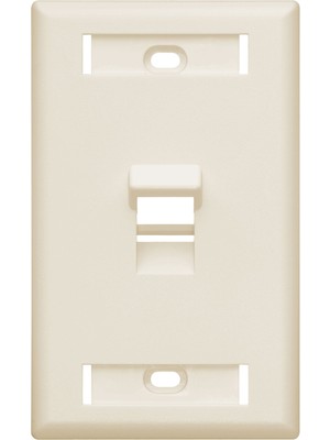 Vionna Leviton 42081-1TS 1 Bağlantı Noktalı Açılı Quickport Duvar Plakası, Id Pencereli, Açık Badem