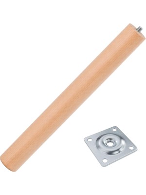 Vionna Bohem 45 cm (1 Adet) Doğal Ahşap Boyasız Silindir Sehpa Ayağı - (1 Adet) 4x4 Metal Montaj Aparatı
