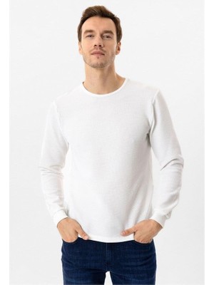 Vionna Beyaz Slim Bisiklet Yaka Sweatshirt