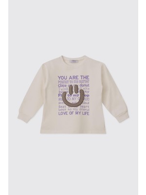 Vionna Panço Kız Bebek Ekru-Lila Sweatshirt