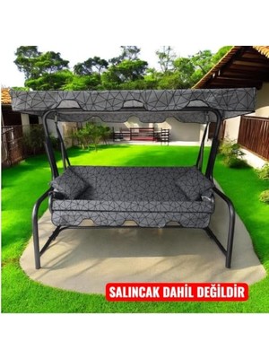 Mey İthalat Kılıf, 3 Kişilik Salıncak Lüks Seti Mindersiz Gri Örümcek Desen 164 * 47 cm