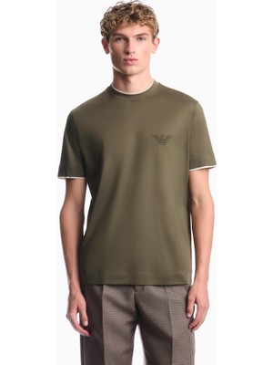 Vionna Erkek Normal Kalıp Yuvarlak Yakalı Logo Kabartmalı Kısa Kollu Haki T-Shirt EM006766 AF10017-M7309