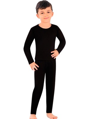 Vionna Öts Erkek Çocuk Polyester Pijama Takımı Termal Içlik Ev Şıklığı ve Konfor (7440), Siyah, 9-10 Yaş