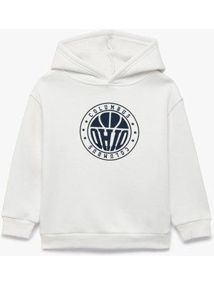 Vionna Uzun Kollu Baskılı Şardonlu Oversize Kapşonlu Sweatshirt