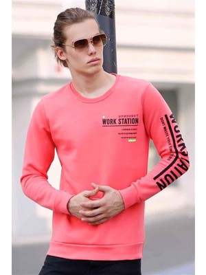 Vionna Madmext Baskılı Pembe Sweatshirt 4161,PEMBE M