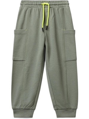 Vionna Benetton Erkek Çocuk Haki Büzgü Ipli Yan Cepli Relaxed Fit Jogger Eşofman Altı