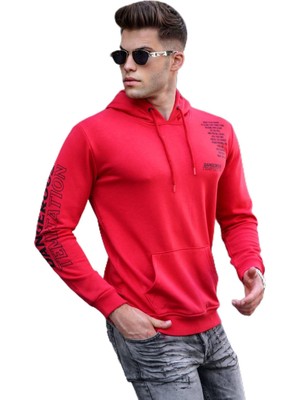 Vionna Madmext Kırmızı Baskılı Erkek Sweatshirt 5313,KIRMIZI Xl