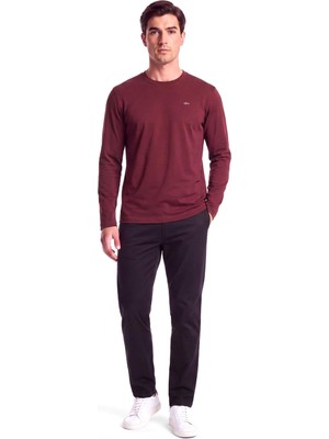 Vionna Erkek Bisiklet Yaka Uzun Kol Pamuklu Slim Fit Bordo-Altın T-Shirt 15311611-41E