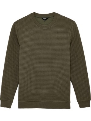 Vionna Regular Fit Uzun Kollu Waffle Dokulu Bisiklet Yaka Sweatshirt