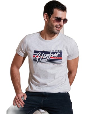Vionna Buratti Pamuklu Slim Fit Bisiklet Yaka Baskılı T Shirt Erkek T Shirt 541HIGHER