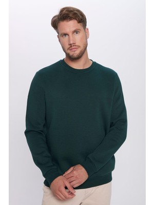 Vionna Tudors Relax Fit Içi Polarlı Bisiklet Yaka Sweatshirt, Xxl, SW220005-000, Yeşil, Erkek