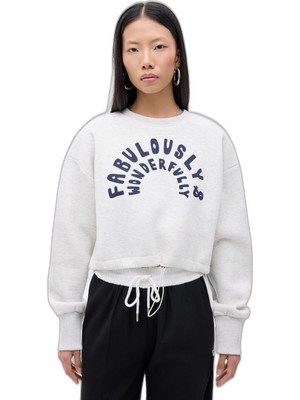 Vionna Yazı Baskılı Bel Stoperli Bisiklet Yaka Sweatshirt Grimelanj