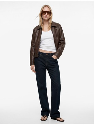 Vionna Normal Bel Cepli Düğmeli Düz Paça Pamuklu Denim Pantolon - Straight Fit Jean