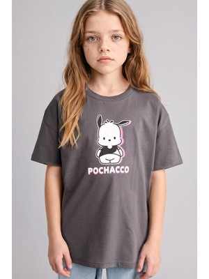 Vionna DEFACTO%100 Pamuk Pochacco Oversize Bisiklet Yaka Kısa Kollu Tişört Kız Çocuk H3473A826SM