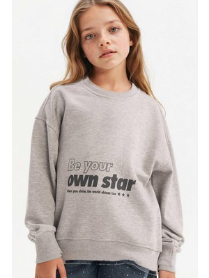 Vionna Defacto Relax Fit Bisiklet Yaka Baskılı Sweatshirt Kız Çocuk G3807A825WN