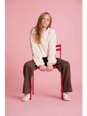 Vionna Defacto Oversize Geniş Kalıp Bisiklet Yaka Düğmeli Sweatshirt Kız Çocuk G1712A825AU
