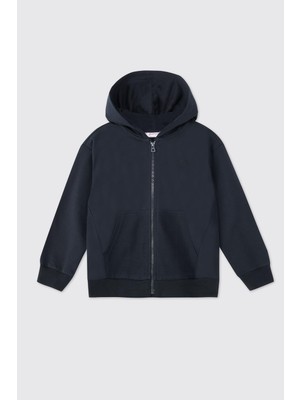 Vionna Panço Unisex Çocuk Lacivert Fermuarlı Sweatshirt