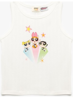 Vionna Koton Lisanslı Powerpuff Girls Baskkılı Kolsuz Bisiklet Yaka Atlet