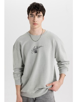 Vionna Defacto Comfort Regular Fit Rahat Kalıp Bisiklet Yaka Baskılı Sweatshirt C1663AX24SP