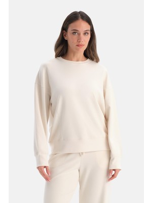 Vionna Dagi Dikiş Detaylı Bisiklet Yaka Sweatshirt, M, 26SW11493BB, Ekru, Kadın, 316