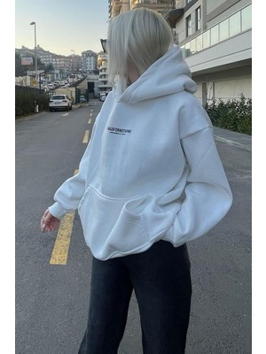 Vionna Madmext Beyaz Baskılı Oversize Sweatshirt MG1287,BEYAZ M