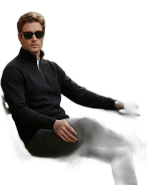 Vionna Buratti Pamuklu Relaxed Fit Yarım Fermuarlı Dik Yaka Sweat Erkek Sweat 5901232