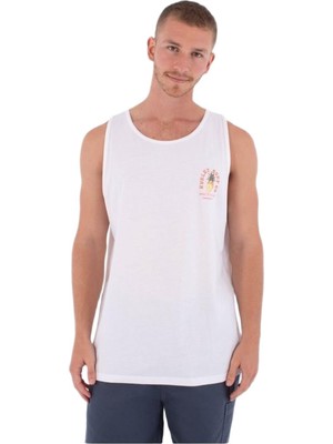 Vionna Hurley Tank Printing Press Berjim Erkek Beyaz Tank Top