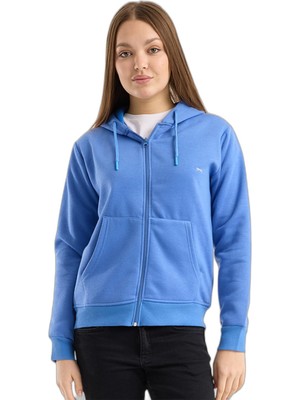 Vionna Slazenger Mılıo I Kadın Fermuarlı Kapüşonlu Cepli Indigo Sweatshırt