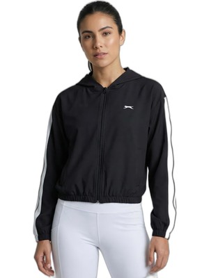 Vionna Slazenger Razzle Kadın Fermuarlı Kapüşonlu Cepli Siyah Sweatshırt