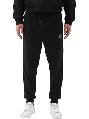 Vionna Erkek Regular Fit Yumuşak Kumaşlı Beli Paçası Lastıkli Eşofman Altı EXP-002, Siyah, L