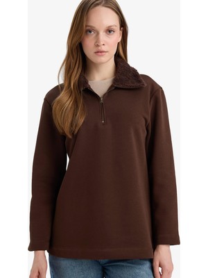 Vionna Defacto Regular Fit Fermuarlı Yaka Içi Yumuşak Tüylü Kalın Sweatshirt Tunik G3853AX25WN