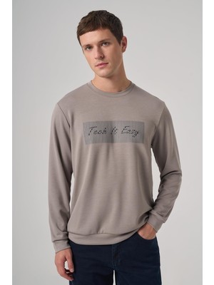 Vionna Morven Erkek Taş Trend Baskılı Bisiklet Yaka Sweat-Shirt