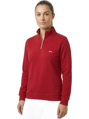 Vionna Slazenger Maxıs I Kadın Dik Yaka Fermuarlı Kırmızı Sweatshırt