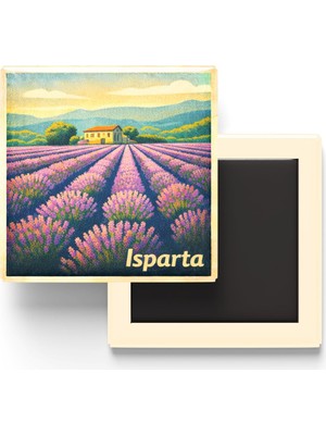 Vionna Isparta - Lavanta Tarlaları - Baskılı Buzdolap Magneti Kare - 9x9 cm