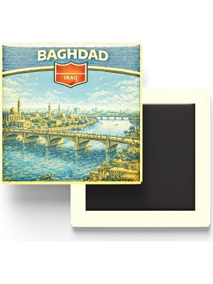 Vionna Retro Irak Bağdat Şehri Temalı Vintage Buzdolap Magneti – 9x9 cm