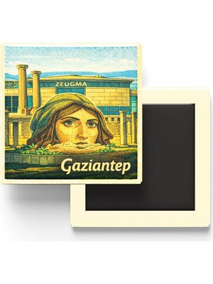Vionna Gaziantep - Zeugma Mozaik Müzesi - Baskılı Buzdolap Magneti Kare - 9x9 cm