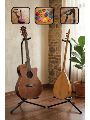 Vionna Lastvoice GTR-01X 2li Set Enstrüman Bağlama Gitar Standı Sehpası + 10 Pena)