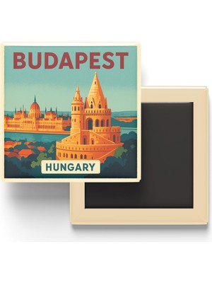 Vionna Budapeşte Macaristan - Balıkçı Burcu - Baskılı Buzdolap Magneti Kare 9x9 cm