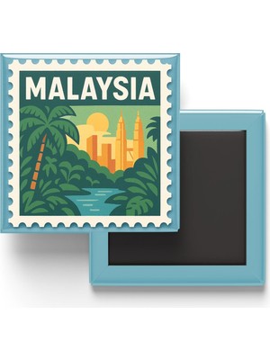 Vionna Buzdolap Magneti Malezya Kuala Lumpur Renkli Posta Pulu Temalı - 9x9 cm