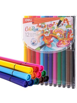 Vionna Deli Hexagonal Plastik Kutu Keçeli Kalem 12'li Colorun