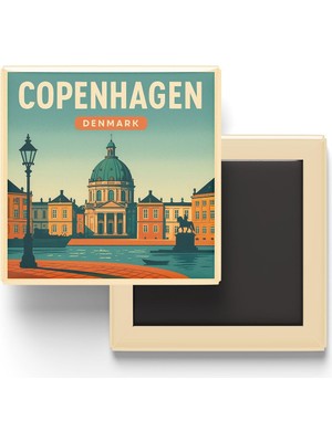 Vionna Kopenhag Danimarka - Amalienborg Sarayı - Baskılı Buzdolap Magneti Kare 9x9 cm