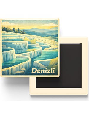 Vionna Denizli - Pamukkale - Baskılı Buzdolap Magneti Kare - 9x9 cm