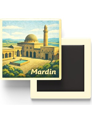 Vionna Mardin - Zinciriye Medresesi - Baskılı Buzdolap Magneti Kare - 9x9 cm