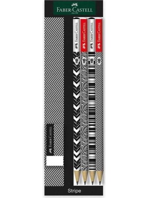 Vionna Faber Stripe Kurşun Kalem 4 Lü Set Silgi Hediyeli (5248113034)