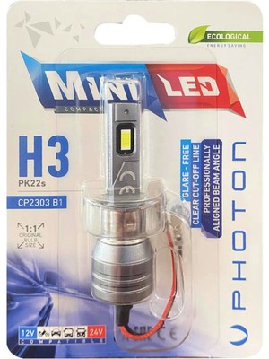 Vionna Photon H3 Mini Kompakt Led, PK22S, 12/24V, 1 Adet