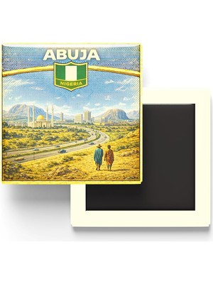 Vionna Retro Nijerya Abuja Şehri Temalı Vintage Buzdolap Magneti – 9x9 cm
