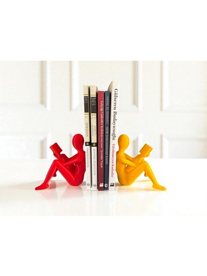 Todekora Kitap Okuyan Figürlü Kitap Tutucu 2'li Set Taraftar Temalı Dekoratif Kitaplık Aksesuarı